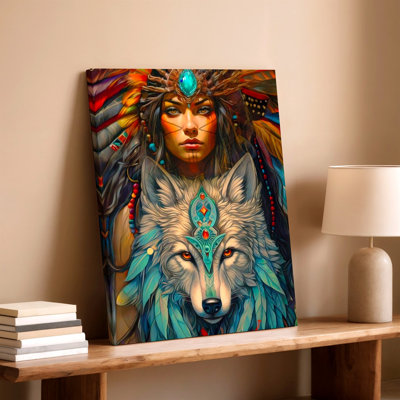 Reproduction d'art sur toile Native Native Wolf Portrait