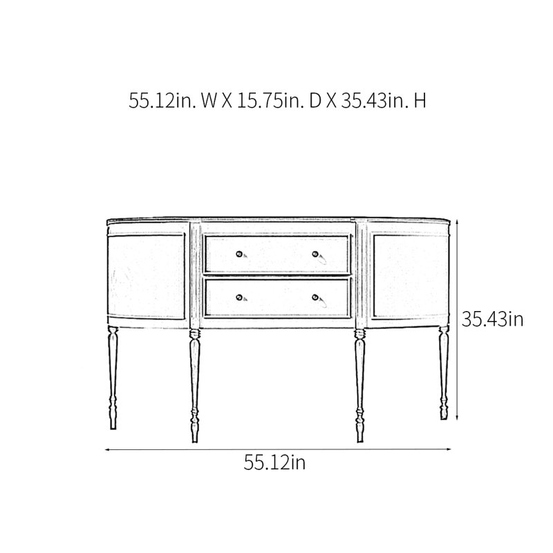 Console Retro, H 35,43 po x l 55,12 po x P 15,75 po