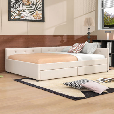 Two Drawers Upholstered Daybeds with USB by YUNMA