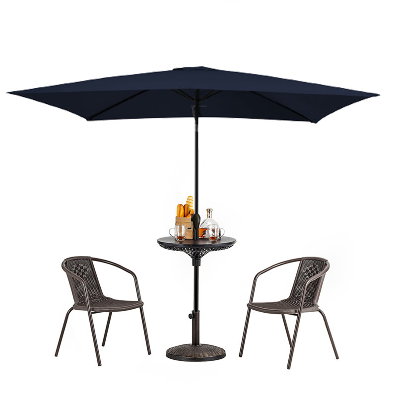 Parasol de patio avec table, Bleu marine