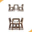 Ensemble de bar de patio rustique 5 pièces, ensemble de table de patio et chaises avec chaises ergonomiques, plateau de table à lattes en bois massif pour bord de piscine-105145253