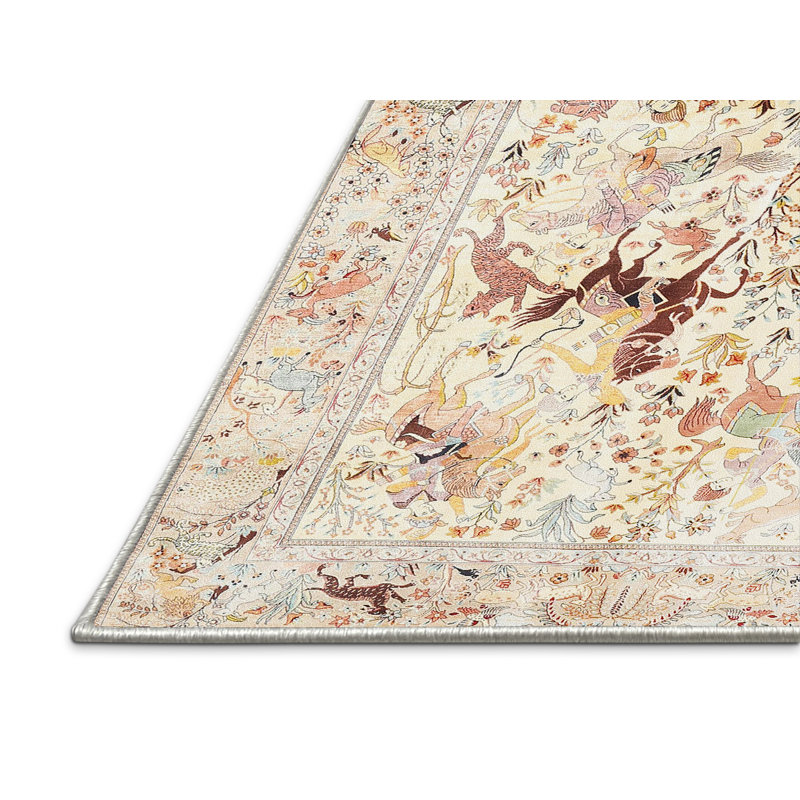 Tapis oriental en laine beige, Rectangle 6 pi x 9 pi