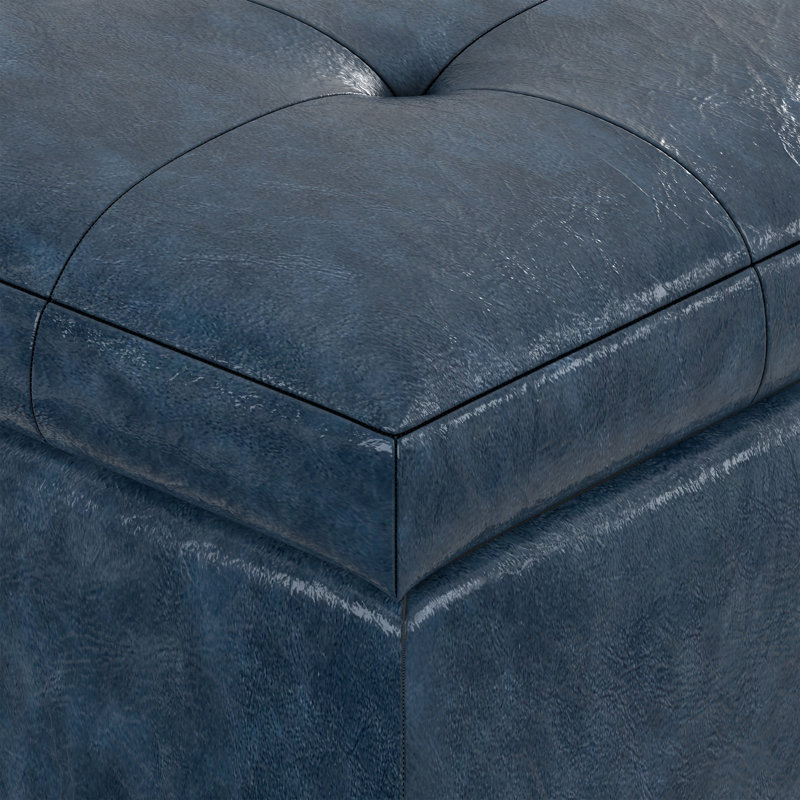 Banc repose-pieds avec rangement caché Cosmopolitan, Bleu denim