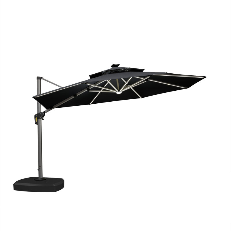 Parasol en porte-à-faux 144 po Rohles, Noir