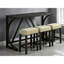 Table de salle à manger rectangulaire avec sièges de charge, brun et beige, pour coussins, style transitionnel