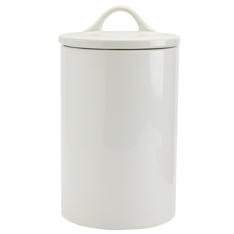 Denmark Tools for Cooks Stoneware Kitchen Canister White Bistro Collection, 12.5" H x 6.88" W x 6.88" D