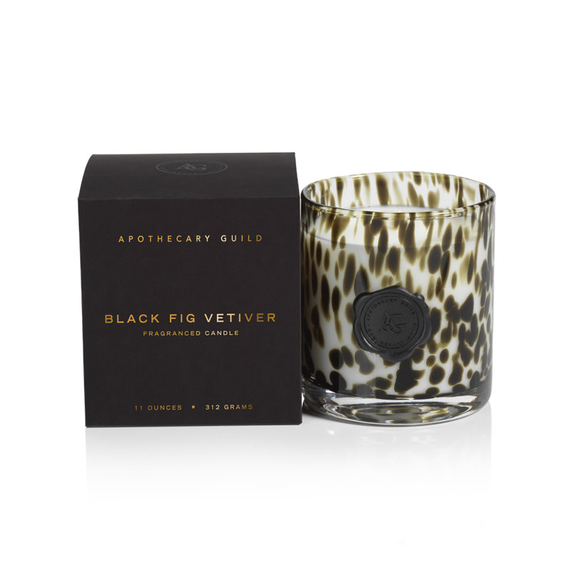 Apothecary Guild Opal Black Fig Vetiver Scented Jar Candle with Glass Holder