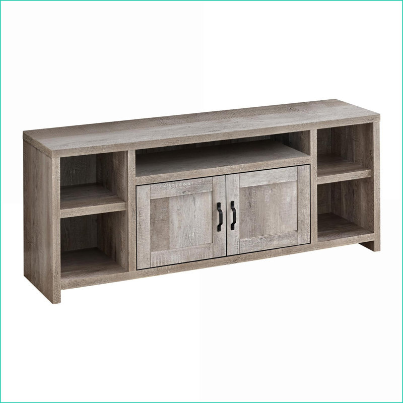 Meuble télé avec meuble télé de style campagne moderne de 60 pouces avec rangement | Taupe | Meuble télé
