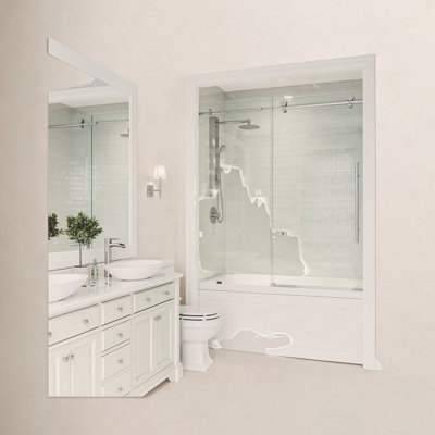 Porte de baignoire coulissante sans cadre Elan E-Class l 56-60 "x H 66" avec verre transparent 3/8 "