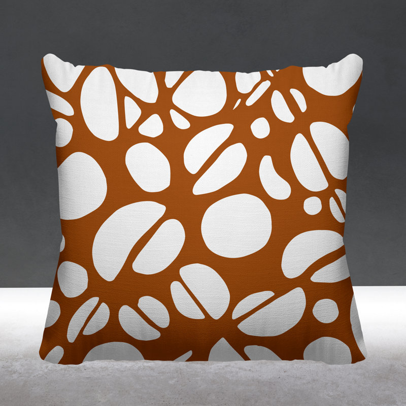 Coussin décoratif intérieur / extérieur Chevy Tribal Abstract, L 15 po x H 15 po, Orange brûlé