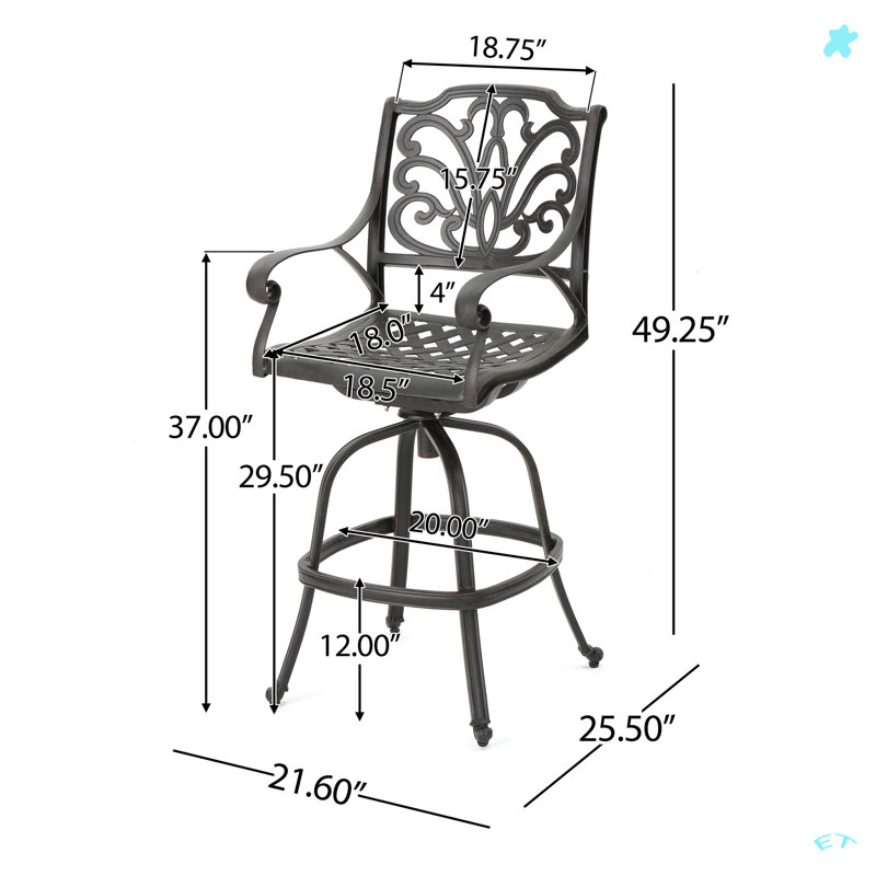 Tabouret pivotant en fonte d'aluminium