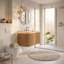 Meuble-lavabo flottant avec lumière à capteur et motif de travertin intégré-1808943528