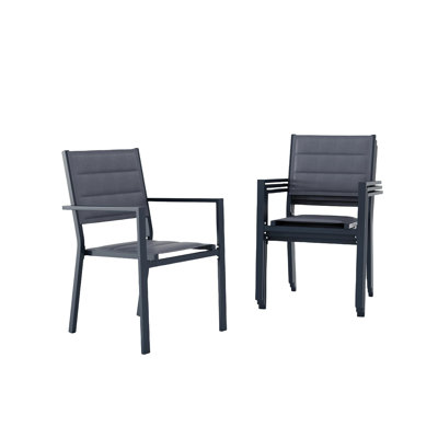 Set Of 4 Aluminum Stackable Patio Chairs – Outdoor Dining Chairs