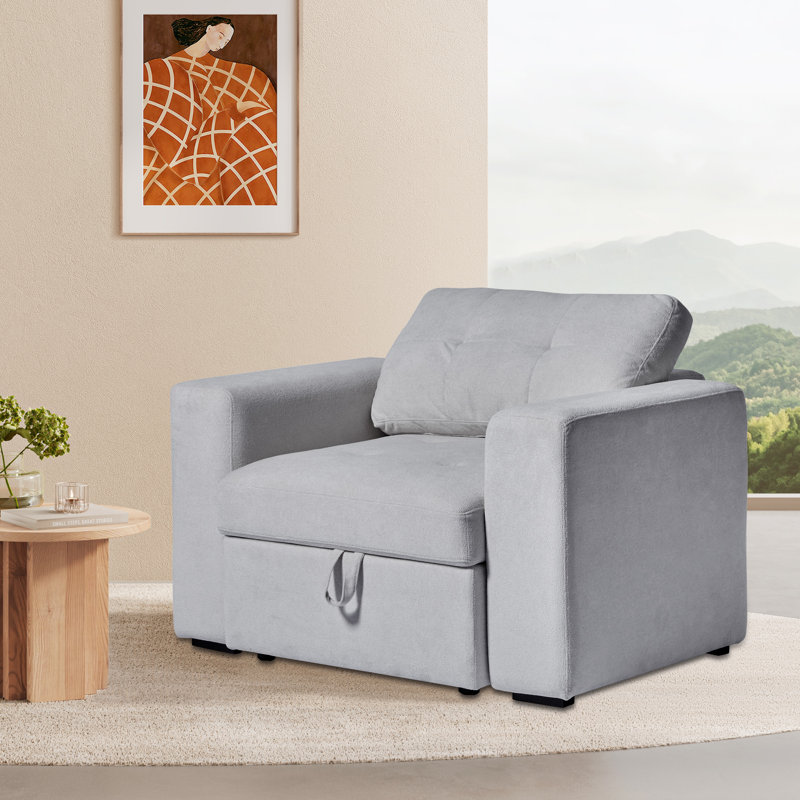 Melda Upholstered Armchair, Gray Boucle