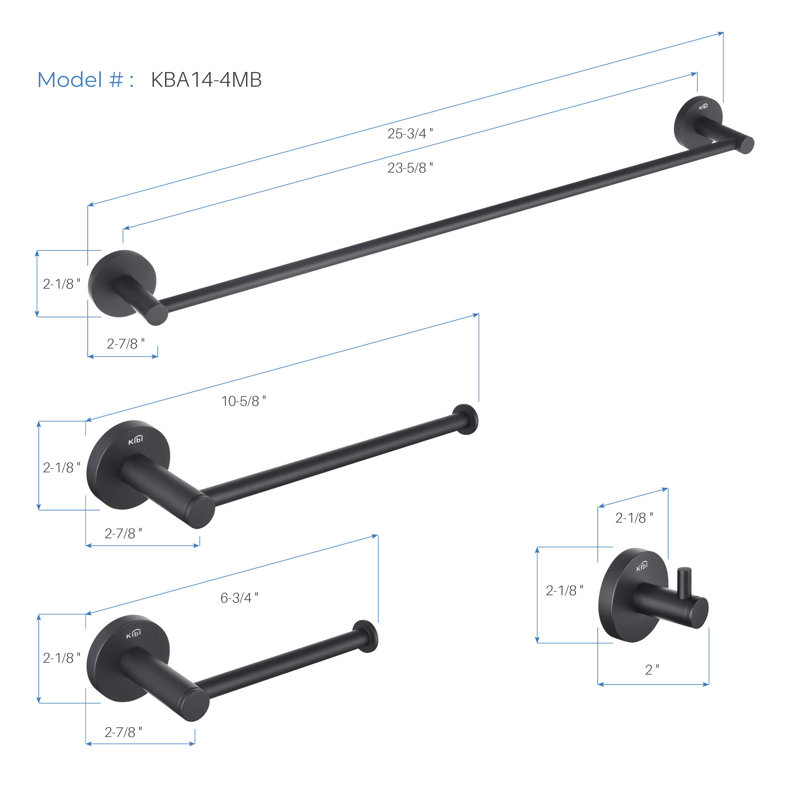 Circular 5 - Piece Bathroom Hardware Set, Matte Black