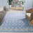 Ebony Hand Tufted Wool/Cotton Southwestern Rug in Blue/Ivory-95854512