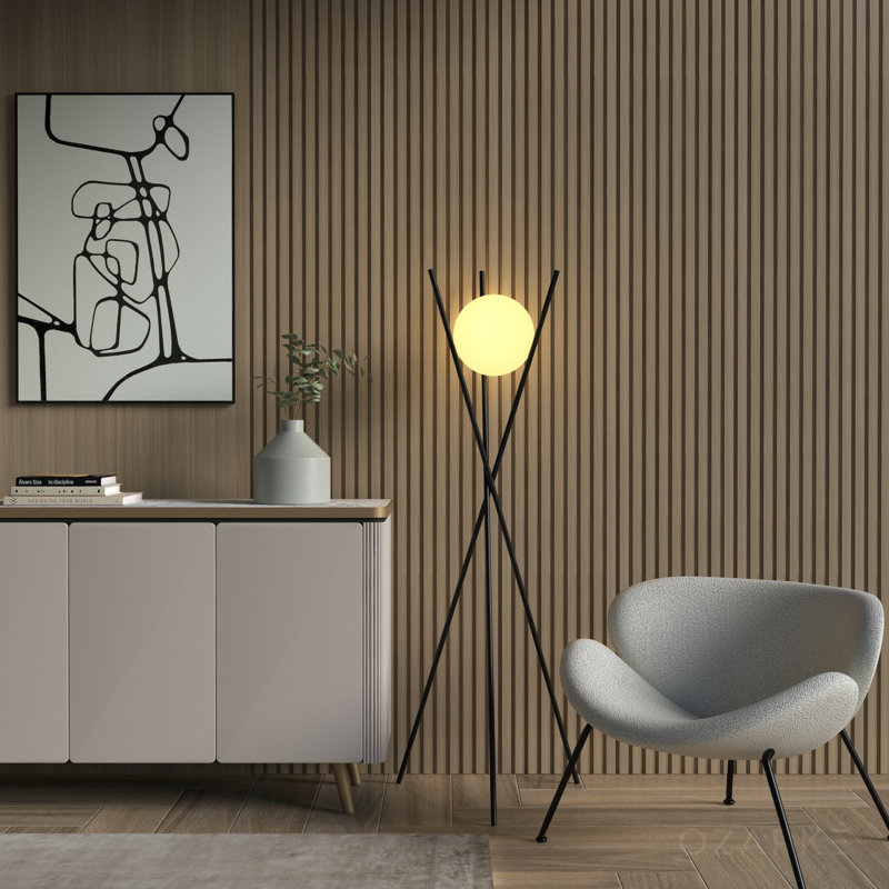 Romantas 65'' Torchiere Floor Lamp, Matte Black