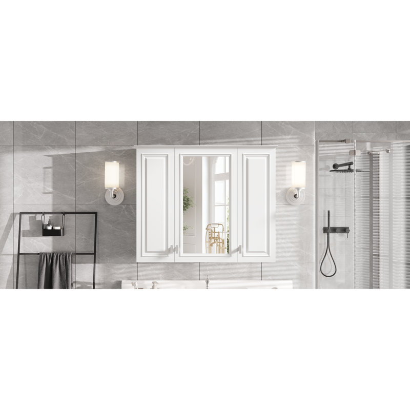 Dans 1 armoire à pharmacie avec rangement, salle de bain moderne en bois MDF de 35 pouces