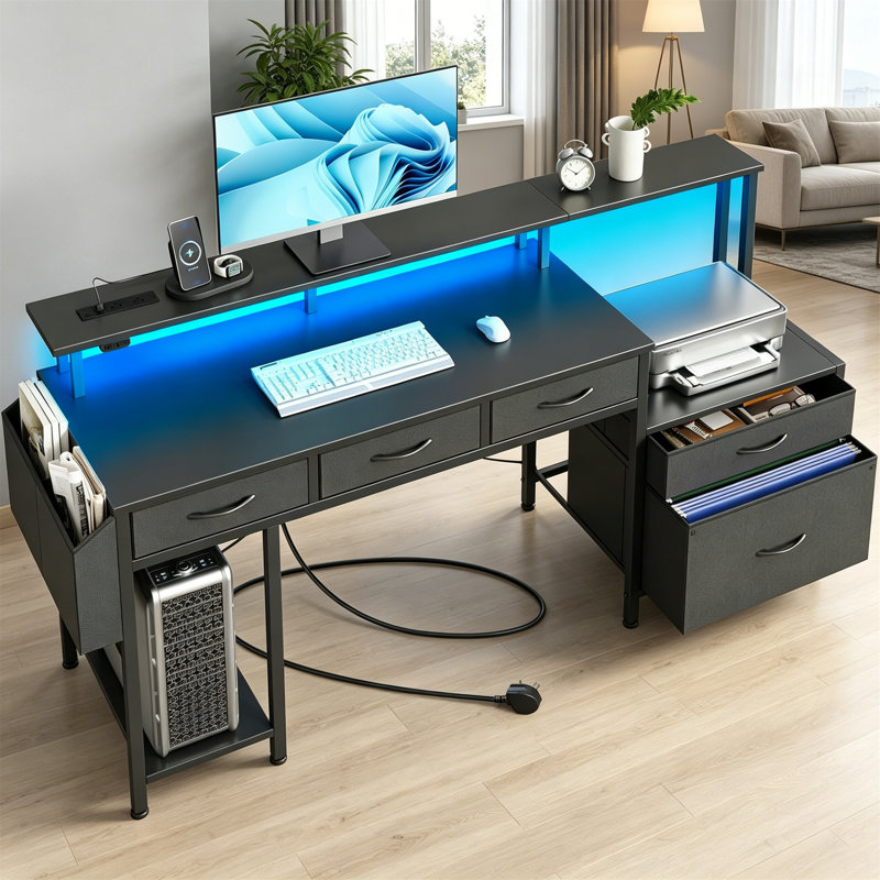 Metal Base Computer Desk, Black