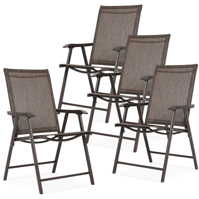 Aoodor Outdoor Folding Patio Chairs Set Of 4, Brown