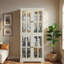 Vitrine antique avec portes en verre, tablettes réglables en verre et lumière DEL-547263845