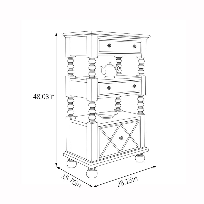 Commode d'appoint à colonne romaine de style américain, Bleu