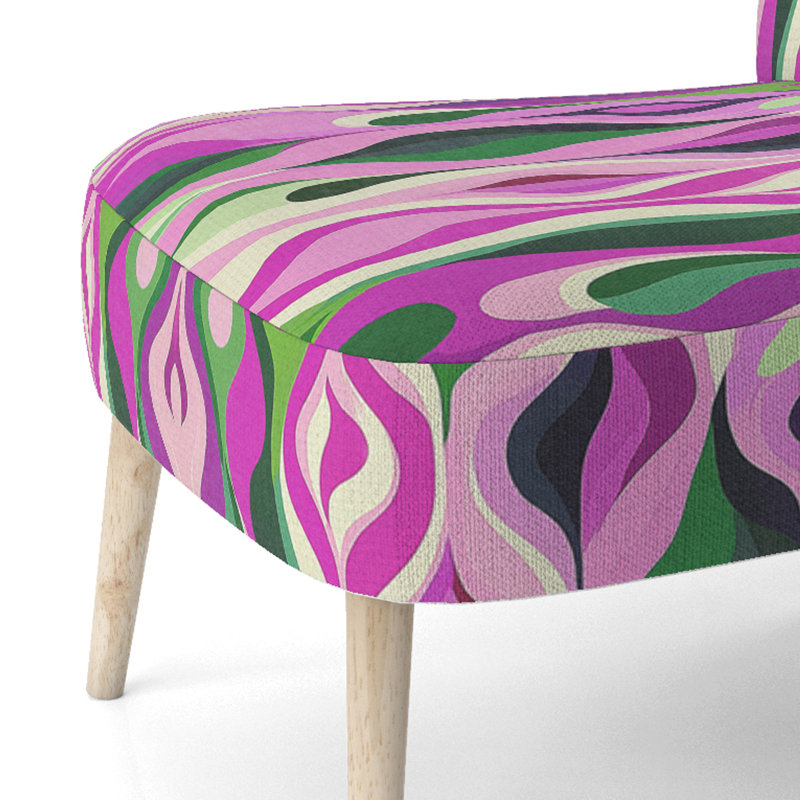 Chaise d'appoint rembourrée Retro Abstract Drops, Mauve / Vert