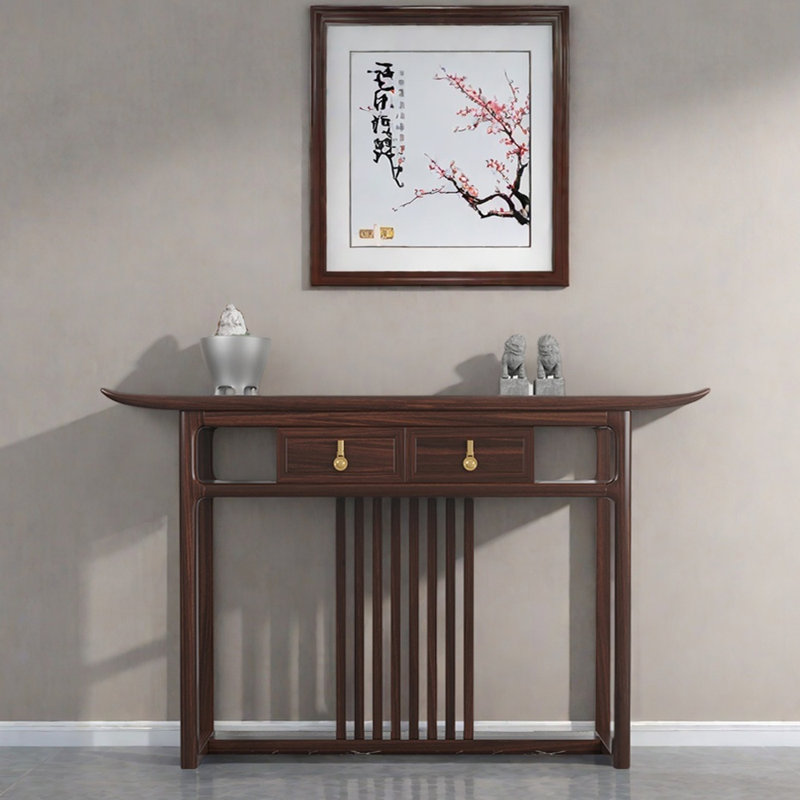 Console en bois de wengé moderne chinois, H 33,9 po x l 47,2 po x P 15 po