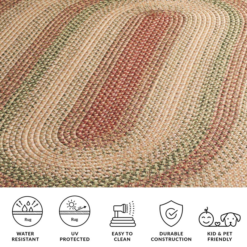 Tapis d'intérieur / extérieur géométrique tissé à la main Georgina, Ovale 9 pi x 12 pi