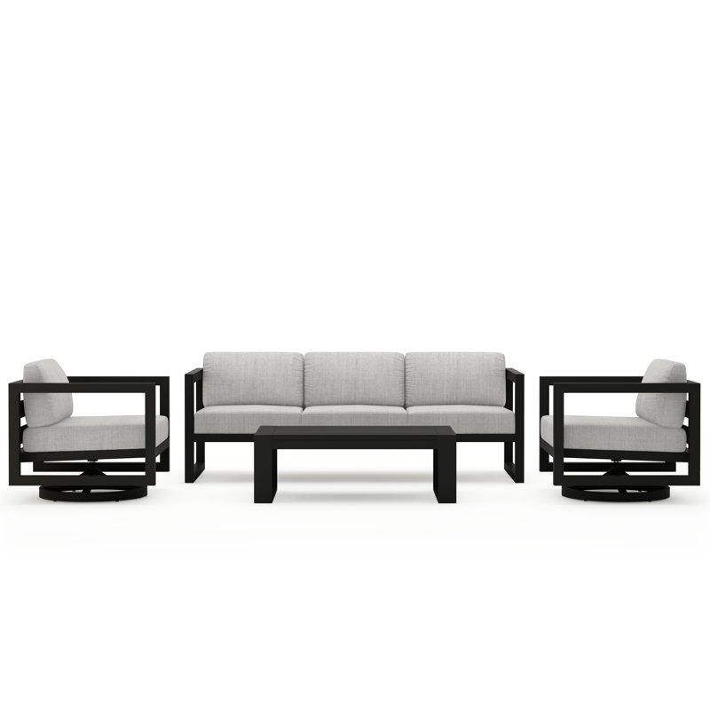 Avion 4 Piece Sofa Set With Swivel, Slate, Cast Silver Sunbrella®
