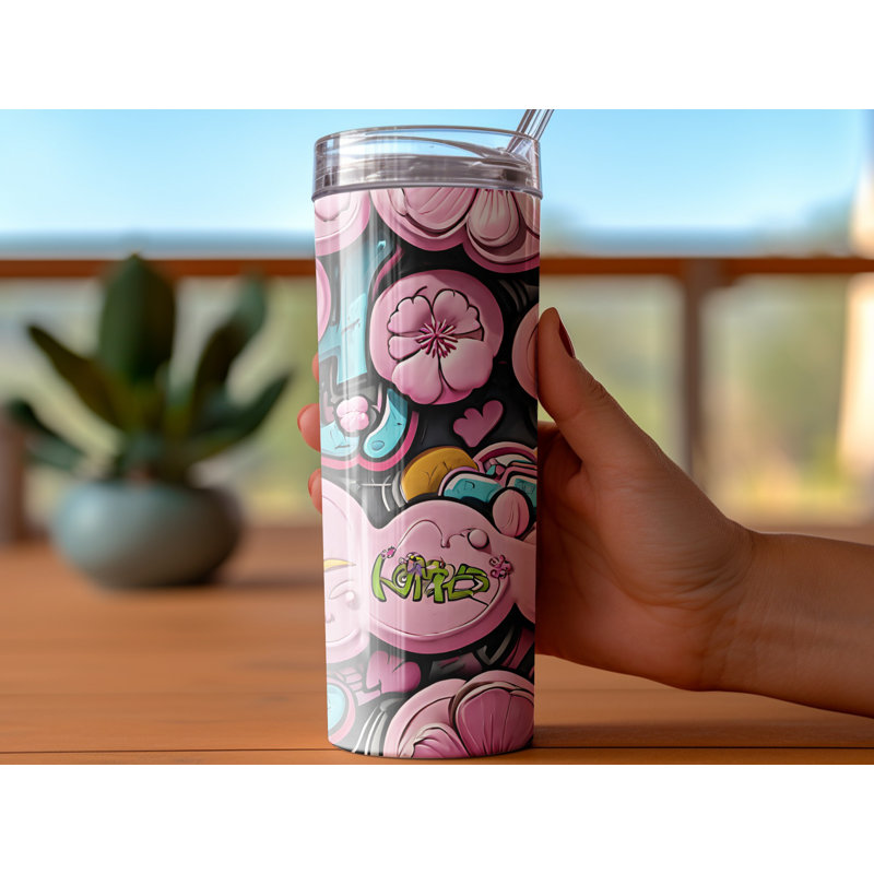 Choose Handmade Tumblers 591ml Vacuum Insulated Stainless Steel (18/8) Travel Tumbler with Straw