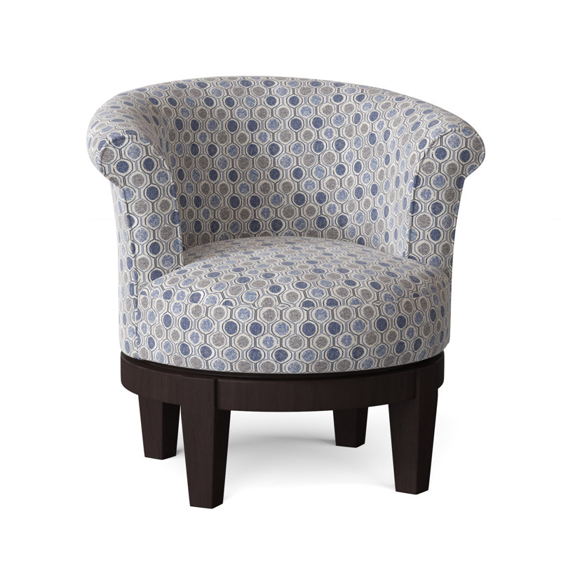 Fauteuil demi-tonneau pivotant de 32 po Attica, Espresso, Tissu performance gris colombe