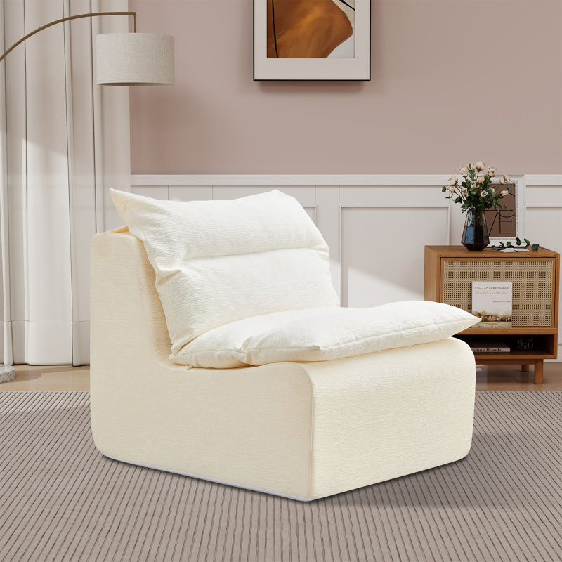 Fauteuil d'appoint sans accoudoirs l 31,47 po, Polyester blanc
