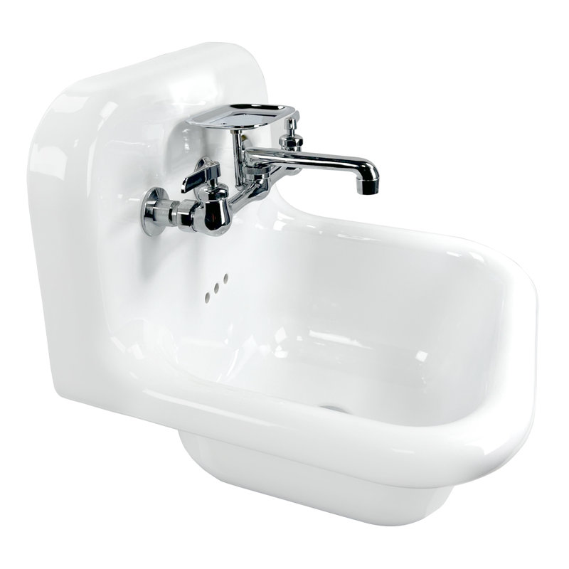 Nantucket Sinks 16.5''  Fireclay Specialty Wall Mount Bathroom Sink with Faucet and Overflow, Chrome, Chrome