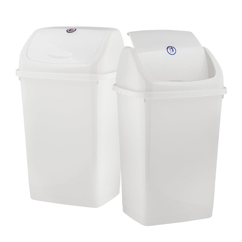Superio poubelle de cuisine 13 gallons avec couvercle pivotant, poubelle en plastique pour l'extérieur et l'intérieur, grande poubelle de recyclage de 52 pte et corbeille pour la maison, le bureau, le garage, le patio, le restaurant (blanc)