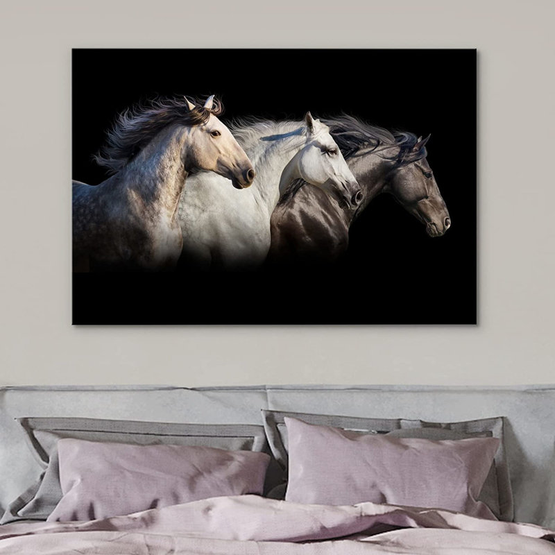 Courir les chevaux IDÉE4WALL, reproduction d'art sur toile encadrée, vue de profil de cheval, H 24 po x l 36 po x P 1,5 po