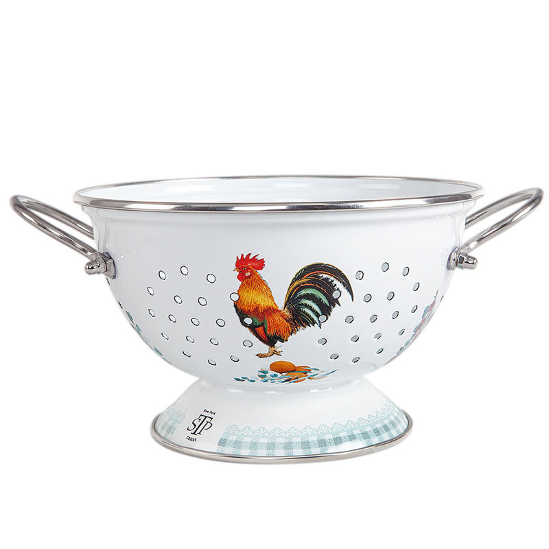 Coq émaillé coq / passoire émaillée style traditionnel coq doré