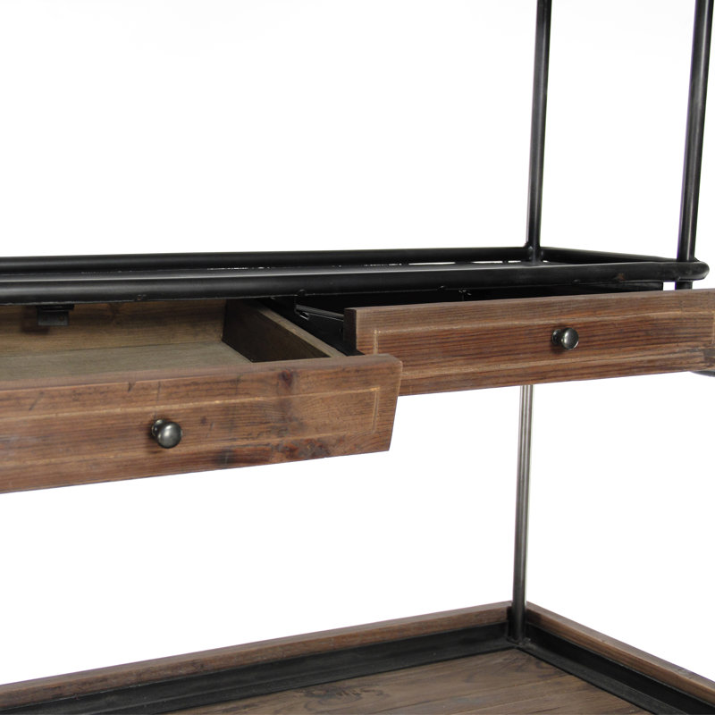 Large desserte en bois de pin 10 tiroirs 37 po Obert