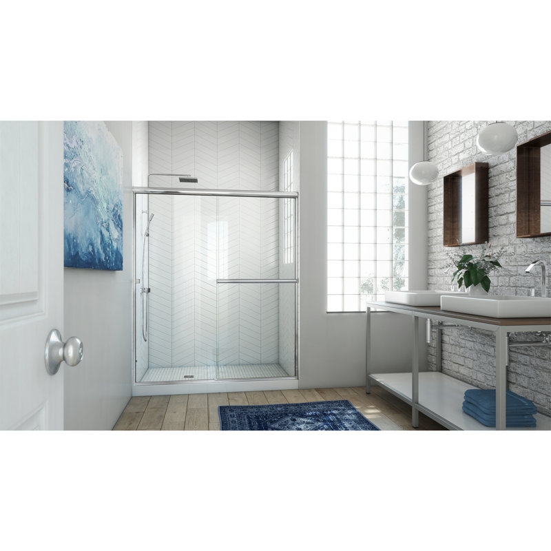Porte de douche sans cadre Lese l 50 po x H 70,38 po, Chrome poli