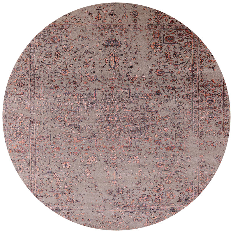 Tapis oriental brun clair Huguley, Rond 8 pi