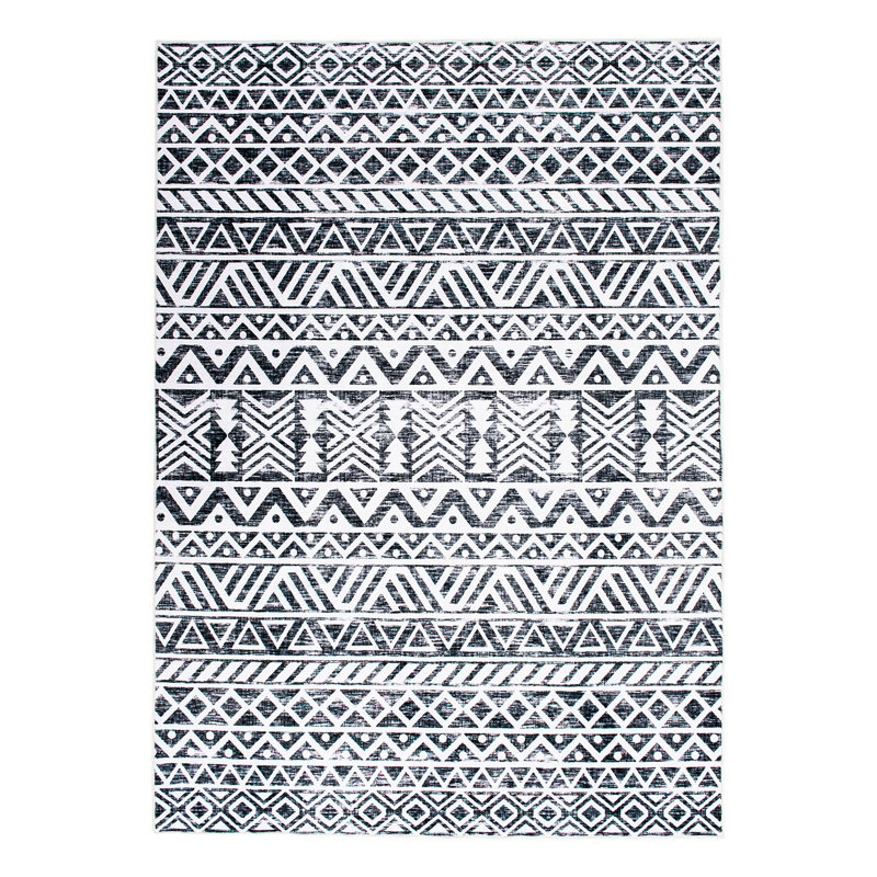 Armarion Contemporary Distressed Geometric Gray Area Rug, Rectangle 5' x 7'