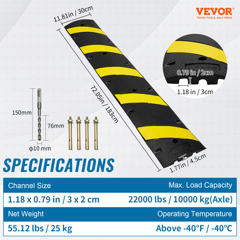 VEVOR Rubber 72'' L Threshold Ramp