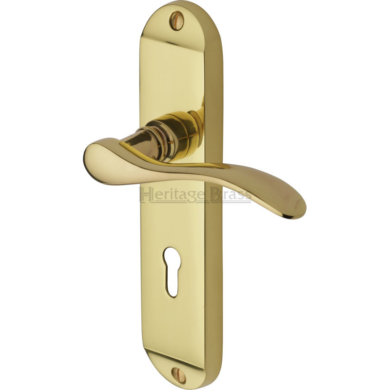 Heritage Brass Heritage Door Handle Lever Lock Maya Design, Polished Brass