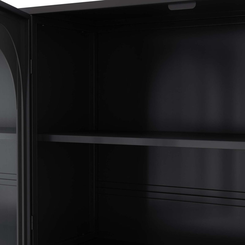 47.25" Four-door Glass Wall Cabinet Storage for Kitchen, Black