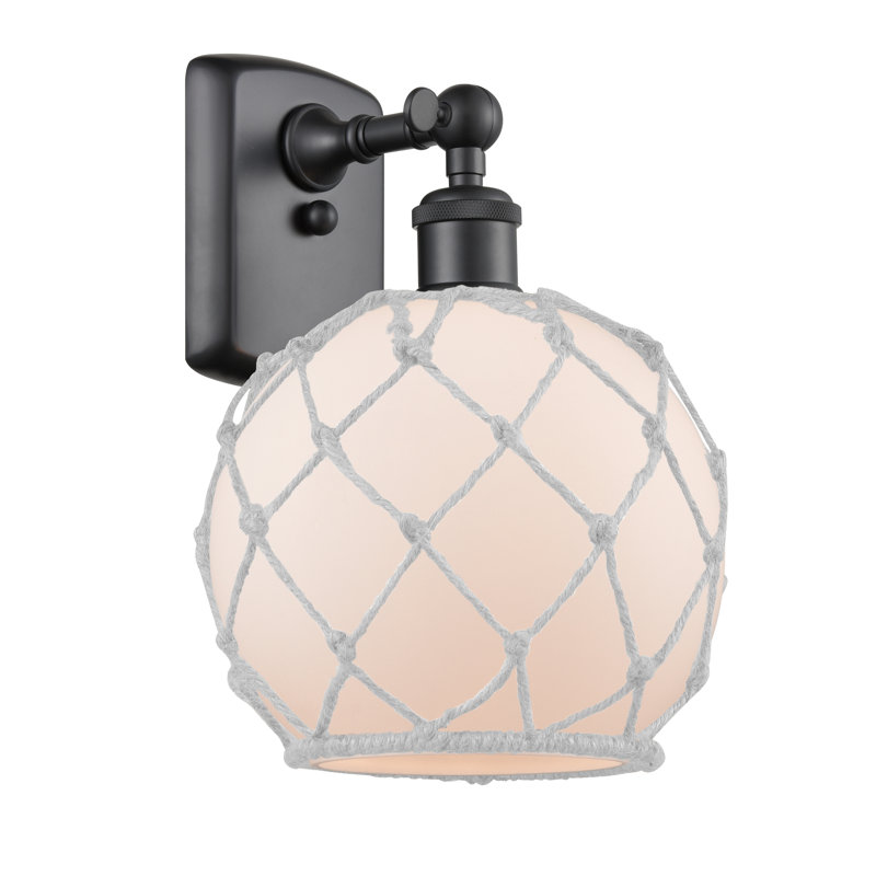 Applique murale articulée à 1 lumière Larocque, Blanc avec corde blanche, Ampoule DEL 6 watts Vinage, Brun mat