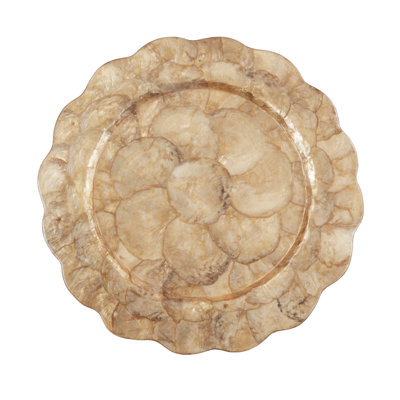 Assiettes de présentation festonnées Capiz Shell (ensemble de 4) - Chargeurs de table décoratifs pour la salle à manger et le divertissement, 13 po