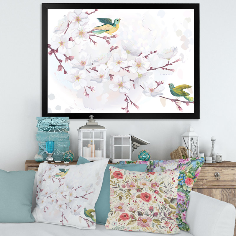 «Blossoming Cherry Tree», cadre photo, impression sur toile, Cadre noir, H 16 po x l 32 po x p 1 po