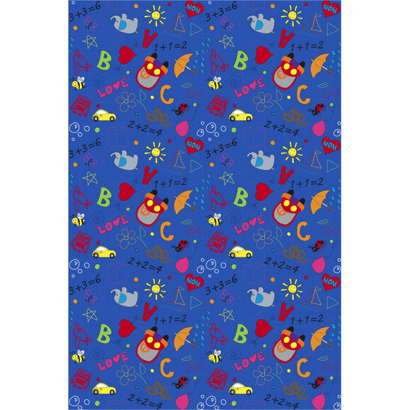 Tapis bleu Playtime Doodle, Rectangle 6 pi x 9 pi