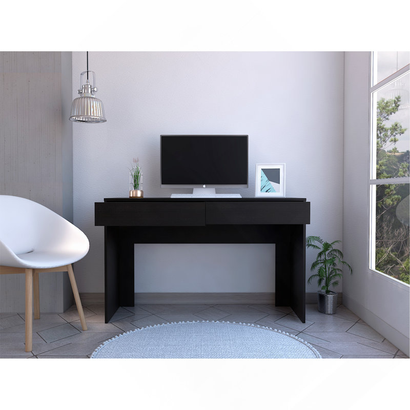 Bureau d'ordinateur noir à 2 tiroirs, Noir