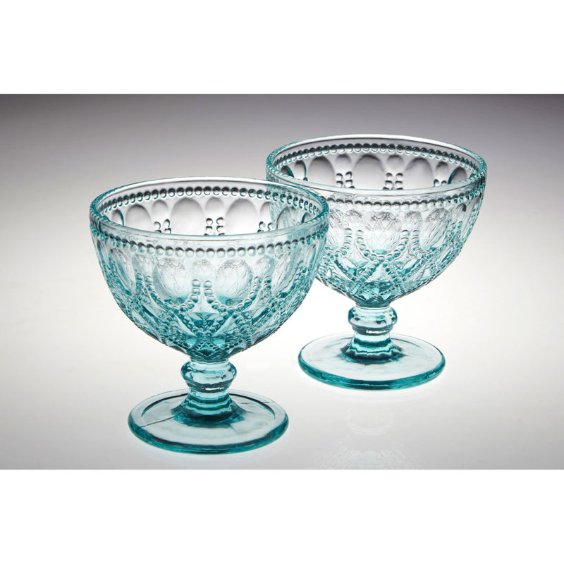 Astoria Grand Fleur Glass Serving Bowl, Blue